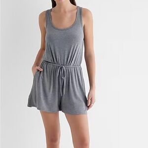 EXPRESS Scoop Neck Sleeveless Tie Waist Romper